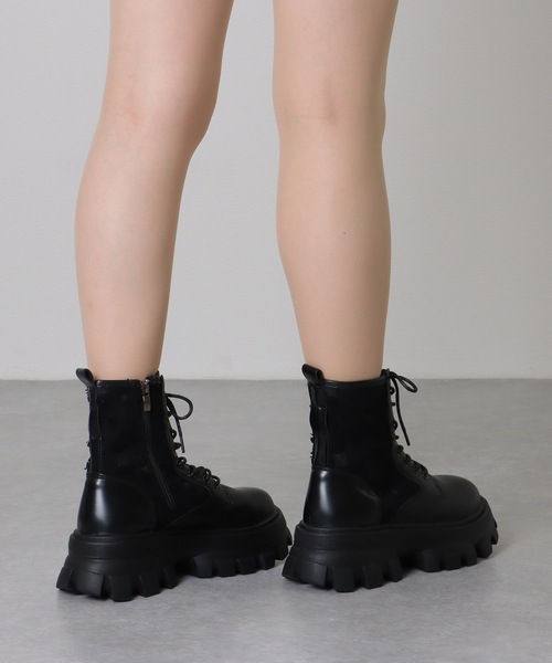 Ameri Vintageブラック レザー ブーツ 厚底 Ameri VINTAGE - AMERI アメリ レースアップ ブーツ ブラック 黒