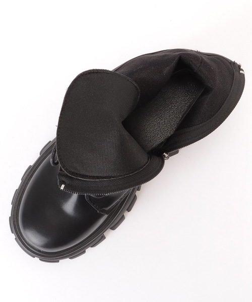 セール】レザー調 厚底 レースアップ ショート ブーツ（ブーツ