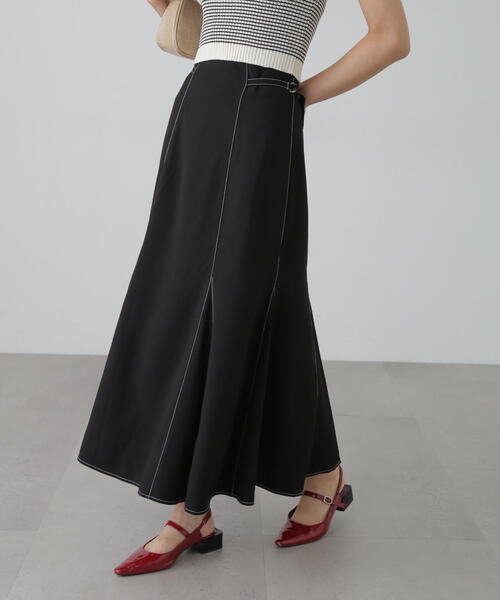 FREE'S MART（フリーズマート）の「[低身長サイズ/Sシリーズ]配色ステッチサイドベルトマーメイドスカート（スカート・レディース・ベージュ/ブラック/ピンク・X-SMALL/SMALL/MEDIUM）」の2枚目の写真