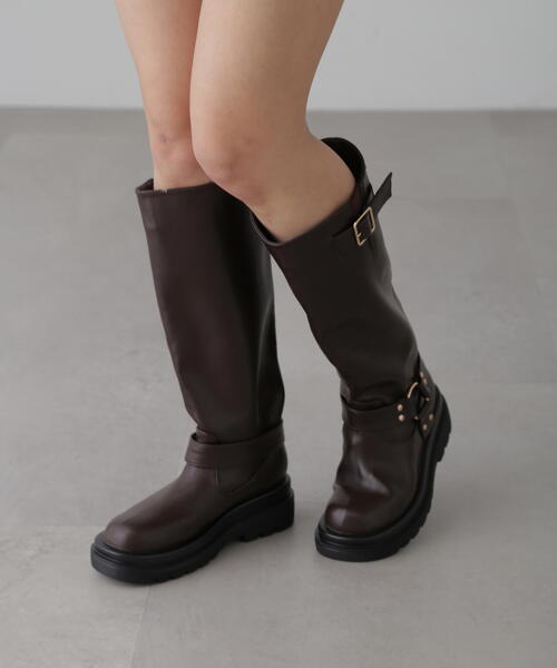 FREE'S MART(フリーズマート)の「ロングリングブーツ(ブーツ・レディース・ブラウン/ブラック・MEDIUM/LARGE)」の1枚目の写真