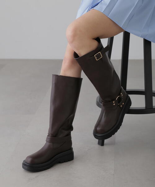 FREE'S MART(フリーズマート)の「ロングリングブーツ(ブーツ・レディース・ブラウン/ブラック・MEDIUM/LARGE)」の4枚目の写真