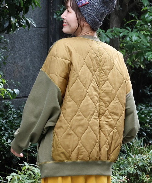 チチカカ(チチカカ)の「スウェット×キルティングプルオーバー(スウェット・レディース・アイボリー/カーキ/ボルドー・FREE)」の2枚目の写真