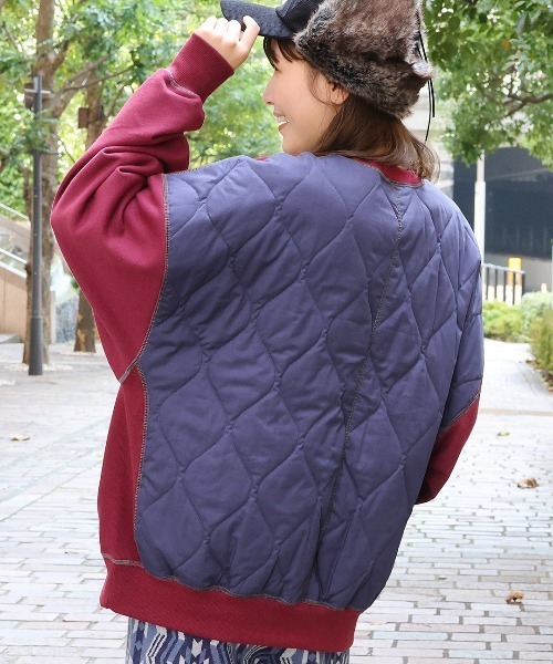 チチカカ(チチカカ)の「スウェット×キルティングプルオーバー(スウェット・レディース・アイボリー/カーキ/ボルドー・FREE)」の7枚目の写真