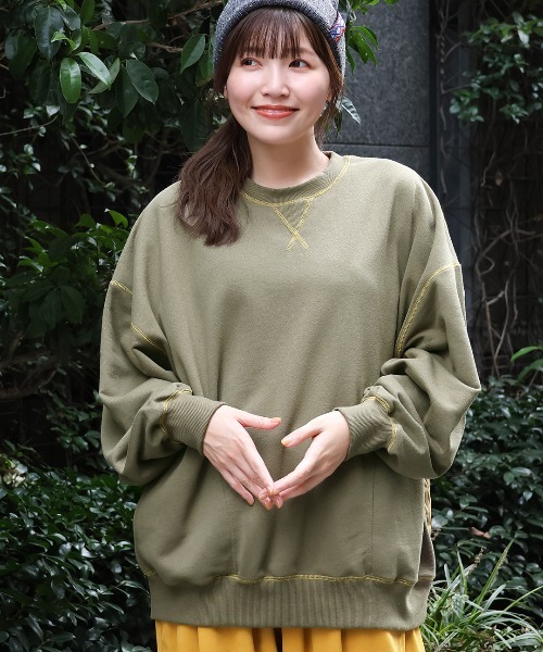 チチカカ(チチカカ)の「スウェット×キルティングプルオーバー(スウェット・レディース・アイボリー/カーキ/ボルドー・FREE)」の9枚目の写真