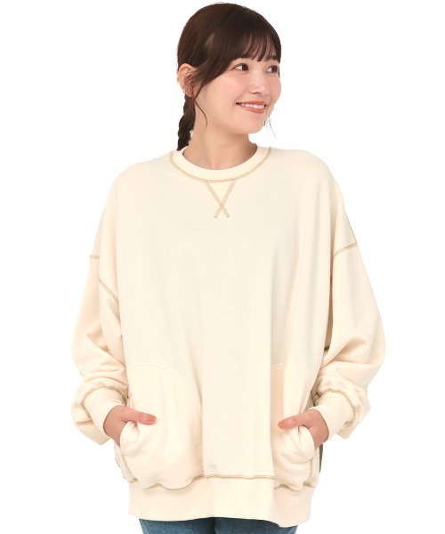 チチカカ(チチカカ)の「スウェット×キルティングプルオーバー(スウェット・レディース・アイボリー/カーキ/ボルドー・FREE)」の10枚目の写真