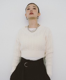 HANNE（アン）の「Vネックショートケーブルニット（ニット/セーター）」