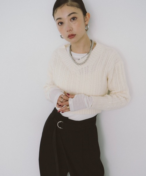 Vネックショートケーブルニット（ニット/セーター）｜HANNE（アン）の