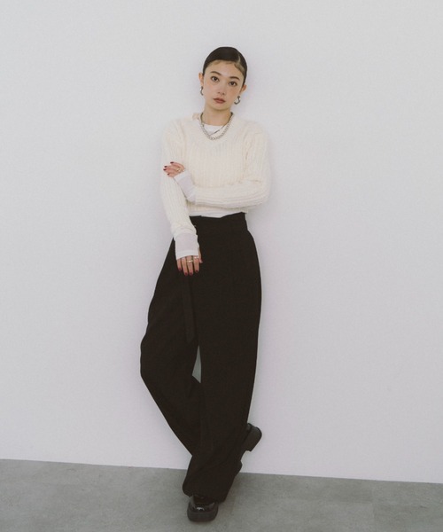 Vネックショートケーブルニット（ニット/セーター）｜HANNE（アン）の