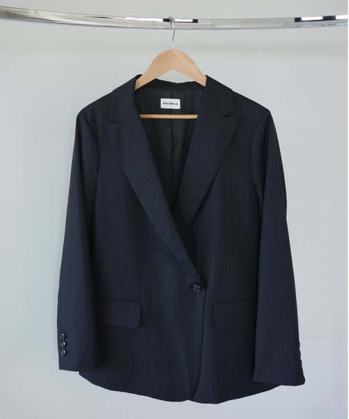 ENCIRCLE（エンサークル）の「【ENCIRCLE/エンサークル】Loose pin stripe w jk / ルーズピンストライプダブルジャケット（テーラードジャケット・レディース・ブラック/グレー・FREE）」の4枚目の写真
