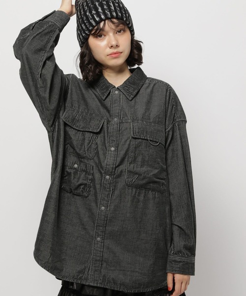 niko and...（ニコアンド）の「コーデュロイポケットシャツ（シャツ/ブラウス・レディース・チャコール/パープル/ナチュラル/ピンク・FREE）」の2枚目の写真