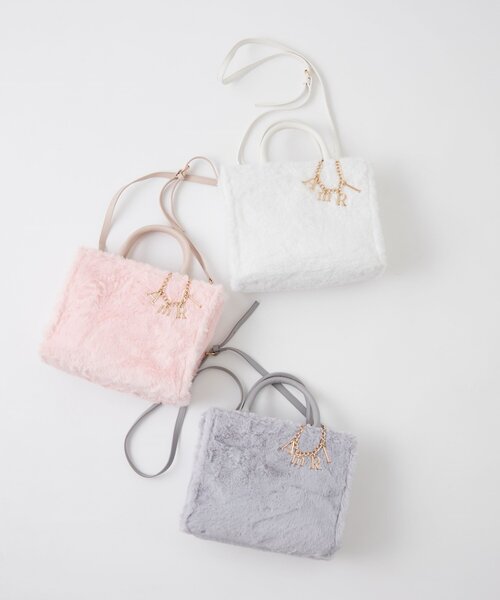 OLIVE des OLIVE（オリーブデオリーブ）の「Aimerianejoeチャーム付きファーミニトートバッグ（トートバッグ・レディース・グレー/ピンク/ホワイト・FREE）」の18枚目の写真