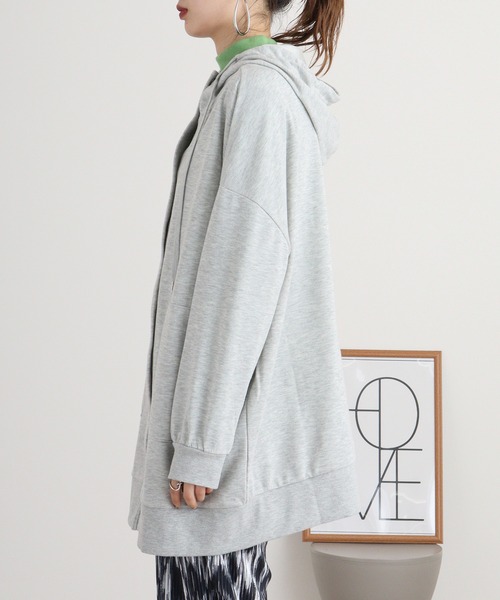 パーカー myke 裏毛ハイネックフード付きロングパーカー レディース myke パーカー 裏毛ハイネックフード付きロングパーカー