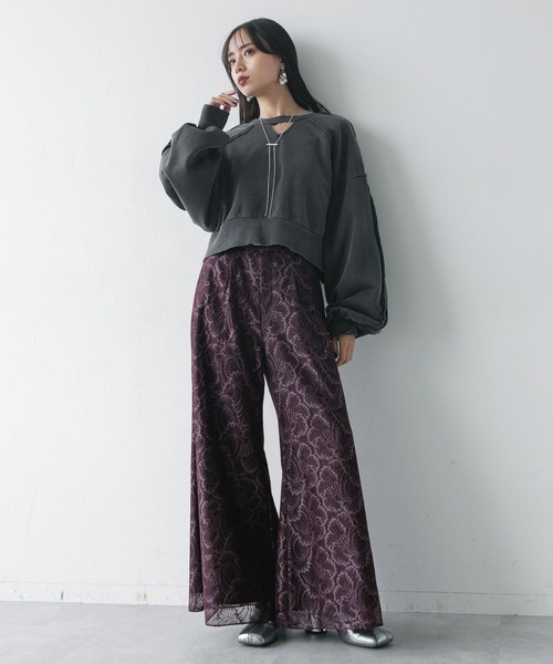 HARE（ハレ）の「レースレイヤードフレアパンツ(HARE)（その他パンツ・レディース・ブラック/ワインレッド・FREE）」の6枚目の写真