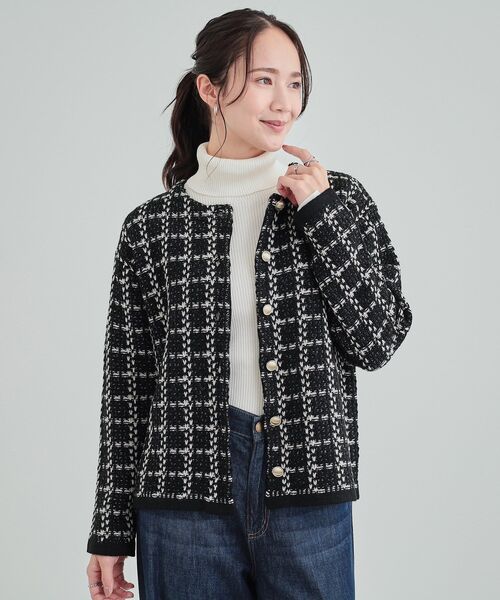 セール】上品で華やかに ラメツイード調 ニットカーディガン