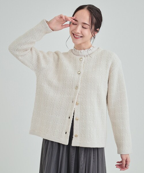 DRESKIP(ドレスキップ)の「◆上品で華やかに ラメツイード調 ニットカーディガン(カーディガン/ボレロ・レディース・ベージュ系その他3/ブラック/ブラック系・03/04/02)」の3枚目の写真