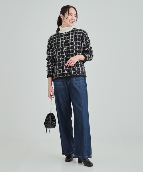 DRESKIP(ドレスキップ)の「◆上品で華やかに ラメツイード調 ニットカーディガン(カーディガン/ボレロ・レディース・ベージュ系その他3/ブラック/ブラック系・03/04/02)」の6枚目の写真