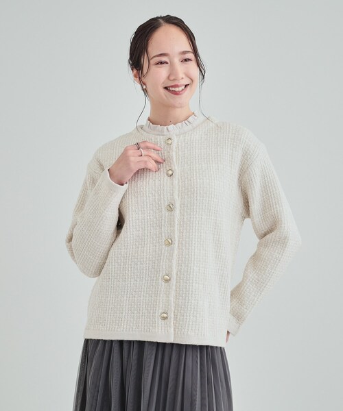 DRESKIP(ドレスキップ)の「◆上品で華やかに ラメツイード調 ニットカーディガン(カーディガン/ボレロ・レディース・ベージュ系その他3/ブラック/ブラック系・03/04/02)」の8枚目の写真