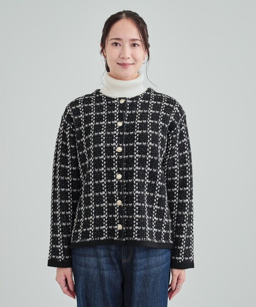 DRESKIP(ドレスキップ)の「◆上品で華やかに ラメツイード調 ニットカーディガン(カーディガン/ボレロ・レディース・ベージュ系その他3/ブラック/ブラック系・03/04/02)」の12枚目の写真