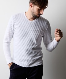 HIDEAWAYS NICOLE | バイヤスケーブルブリスターVネックプルオーバー(Tシャツ/カットソー)