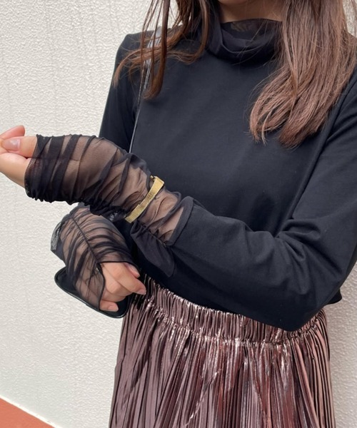 ketty cherie(ケティシェリー)の「シアー切り替えハイネックインナー≪手洗い可能≫(Tシャツ/カットソー・レディース・ブラック/ホワイト・M)」の1枚目の写真