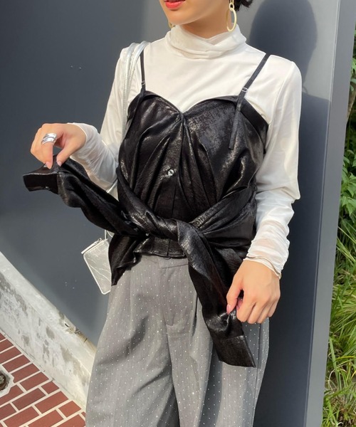ketty cherie(ケティシェリー)の「シアー切り替えハイネックインナー≪手洗い可能≫(Tシャツ/カットソー・レディース・ブラック/ホワイト・M)」の13枚目の写真