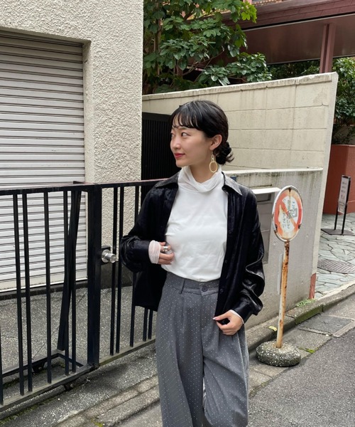 ketty cherie(ケティシェリー)の「シアー切り替えハイネックインナー≪手洗い可能≫(Tシャツ/カットソー・レディース・ブラック/ホワイト・M)」の19枚目の写真
