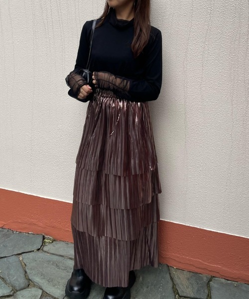 ketty cherie(ケティシェリー)の「シアー切り替えハイネックインナー≪手洗い可能≫(Tシャツ/カットソー・レディース・ブラック/ホワイト・M)」の6枚目の写真