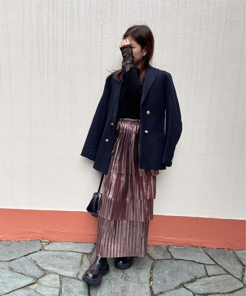 ketty cherie(ケティシェリー)の「シアー切り替えハイネックインナー≪手洗い可能≫(Tシャツ/カットソー・レディース・ブラック/ホワイト・M)」の10枚目の写真