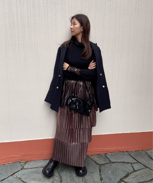 ketty cherie(ケティシェリー)の「シアー切り替えハイネックインナー≪手洗い可能≫(Tシャツ/カットソー・レディース・ブラック/ホワイト・M)」の11枚目の写真