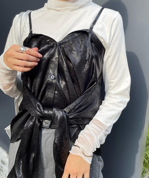 ketty cherie(ケティシェリー)の「シアー切り替えハイネックインナー≪手洗い可能≫(Tシャツ/カットソー・レディース・ブラック/ホワイト・M)」の14枚目の写真