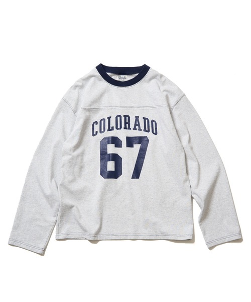 POWER TO THE PEOPLE（パワートゥーザピープル）の「ナンバリング フットボールロンT（Tシャツ/カットソー・メンズ・ワイン/ライトグレー/ネイビー・M/L）」の2枚目の写真