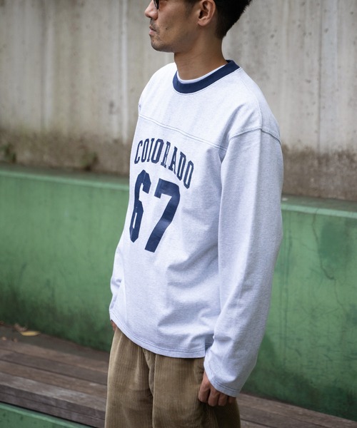 POWER TO THE PEOPLE（パワートゥーザピープル）の「ナンバリング フットボールロンT（Tシャツ/カットソー・メンズ・ワイン/ライトグレー/ネイビー・M/L）」の21枚目の写真