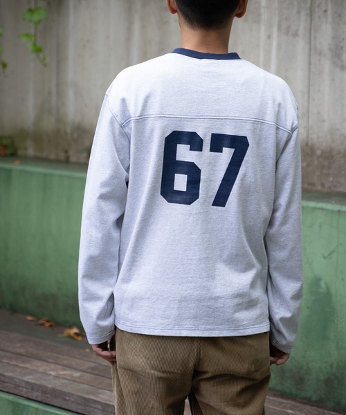 POWER TO THE PEOPLE（パワートゥーザピープル）の「ナンバリング フットボールロンT（Tシャツ/カットソー・メンズ・ワイン/ライトグレー/ネイビー・M/L）」の22枚目の写真