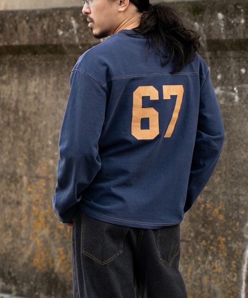 POWER TO THE PEOPLE（パワートゥーザピープル）の「ナンバリング フットボールロンT（Tシャツ/カットソー・メンズ・ワイン/ライトグレー/ネイビー・M/L）」の14枚目の写真