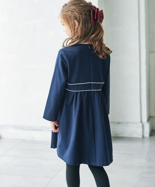 襟付きあったかクラシックネイビーワンピース（ワンピース）｜DRESCCO