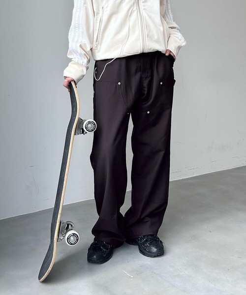 UNDERSTATEMENTs（アンダーステイトメント）の「【ユニセックス】ダブルニーペインターストレートワイドスラックス（スラックス・メンズ・ブラック系その他/グレー・SMALL/LARGE/MEDIUM）」の6枚目の写真