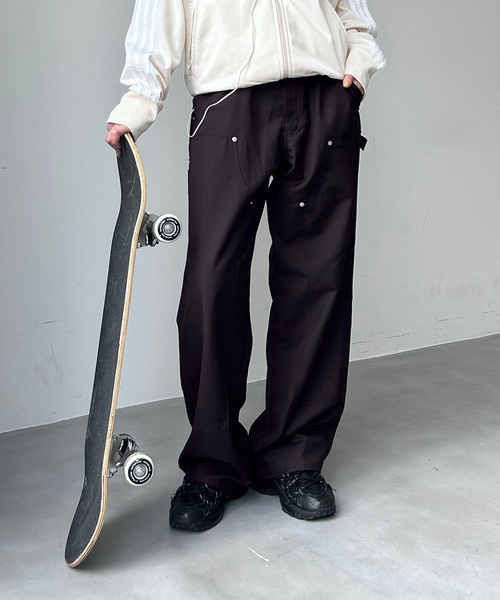 UNDERSTATEMENTs（アンダーステイトメント）の「【ユニセックス】ダブルニーペインターストレートワイドスラックス（スラックス・メンズ・ブラック系その他/グレー・SMALL/LARGE/MEDIUM）」の7枚目の写真