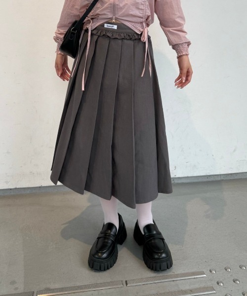 nemne store(ネンネストア)の「【Sepup】ウェストフリルプリーツミディスカート(スカート・レディース・ブラック/グレー・SMALL/MEDIUM)」の9枚目の写真