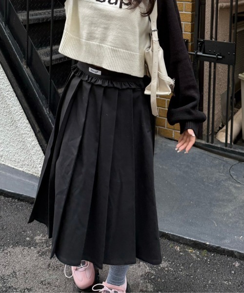 nemne store(ネンネストア)の「【Sepup】ウェストフリルプリーツミディスカート(スカート・レディース・ブラック/グレー・SMALL/MEDIUM)」の5枚目の写真