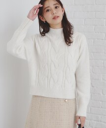 ◆《美人百花掲載》スパンコールケーブルニット【洗濯機洗い可】