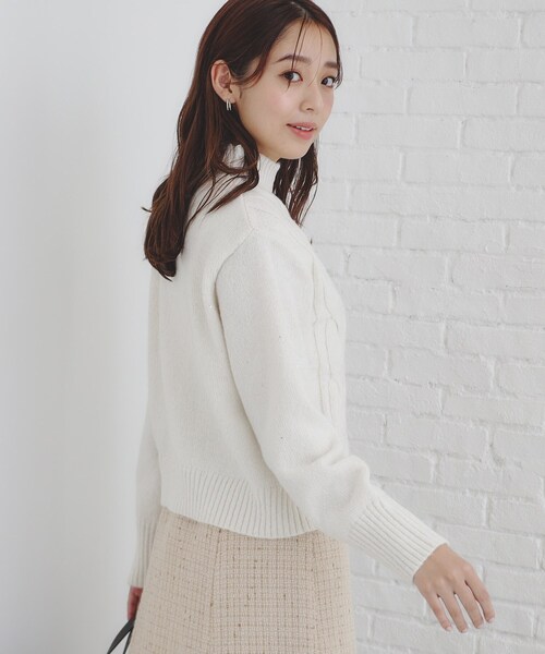 セール】《美人百花掲載》スパンコールケーブルニット【洗濯機洗い可