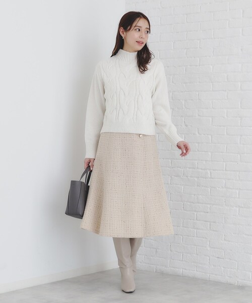 index（インデックス）の「◆《美人百花掲載》スパンコールケーブルニット【洗濯機洗い可】（ニット/セーター・レディース・アイボリー系5/ライトグレー系5/チャコール/ピンク系1・00）」の6枚目の写真