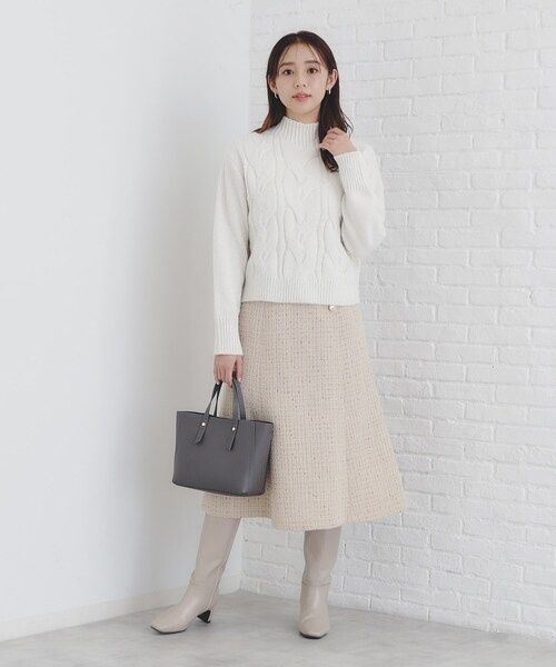 index（インデックス）の「◆《美人百花掲載》スパンコールケーブルニット【洗濯機洗い可】（ニット/セーター・レディース・アイボリー系5/ライトグレー系5/チャコール/ピンク系1・00）」の7枚目の写真