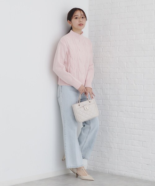 セール】《美人百花掲載》スパンコールケーブルニット【洗濯機洗い可