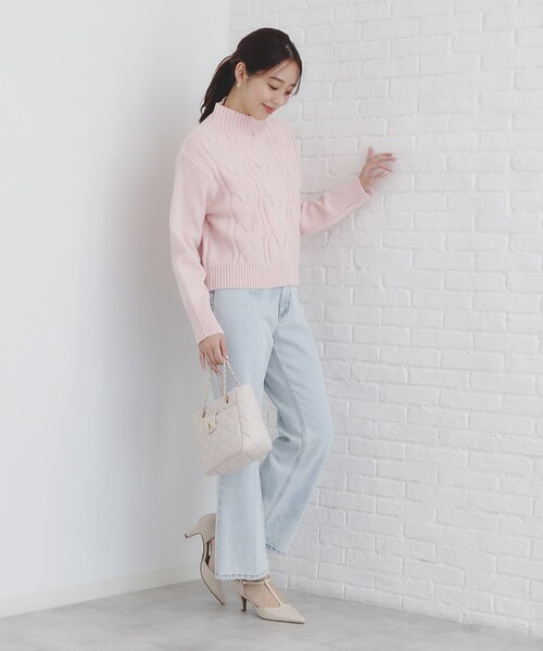 セール】《美人百花掲載》スパンコールケーブルニット【洗濯機洗い可