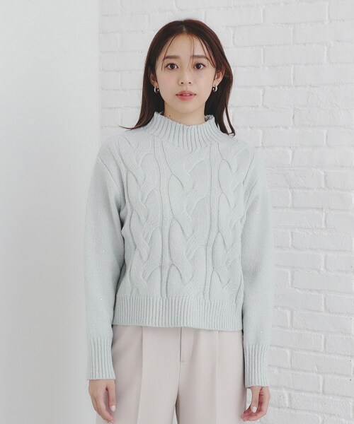 index（インデックス）の「◆《美人百花掲載》スパンコールケーブルニット【洗濯機洗い可】（ニット/セーター・レディース・アイボリー系5/ライトグレー系5/チャコール/ピンク系1・00）」の21枚目の写真