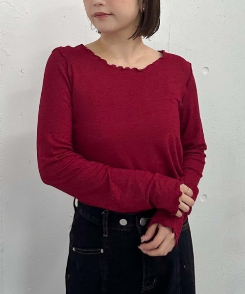 archives(アルシーヴ)の「アウトメロークルーネックカットプルオーバー(Tシャツ/カットソー・レディース・ブラック/オフホワイト/ワインレッド/ダークブルー・MEDIUM)」の11枚目の写真