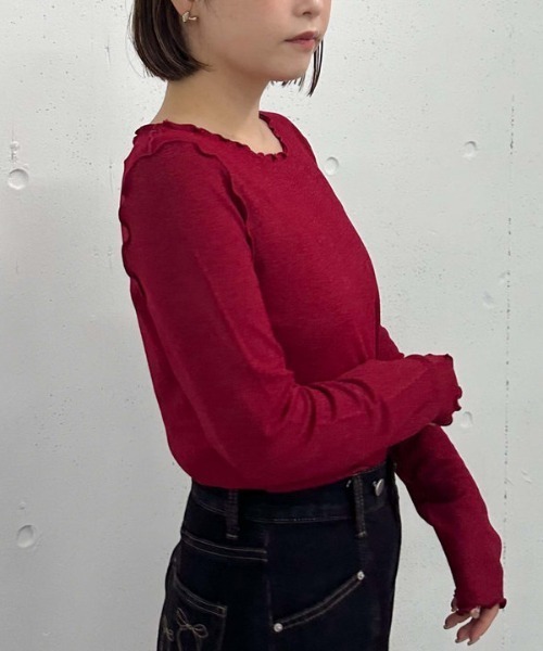 archives(アルシーヴ)の「アウトメロークルーネックカットプルオーバー(Tシャツ/カットソー・レディース・ブラック/オフホワイト/ワインレッド/ダークブルー・MEDIUM)」の10枚目の写真