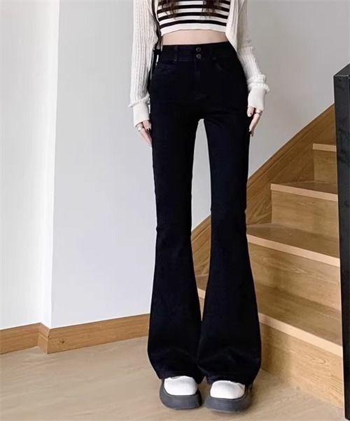 Dream garden(ドリームガーデン)の「ハイウエスフレアデニムパンツ ストレッチパンツ(デニムパンツ・レディース・ダークブルー/ダークグレー/ブルー/ブラック/ブルー系その他・S/M/2XL/XL/L/XS/3XL)」の6枚目の写真