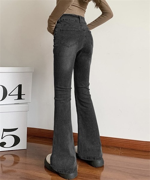 Dream garden(ドリームガーデン)の「ハイウエスフレアデニムパンツ ストレッチパンツ(デニムパンツ・レディース・ダークブルー/ダークグレー/ブルー/ブラック/ブルー系その他・S/M/2XL/XL/L/XS/3XL)」の20枚目の写真